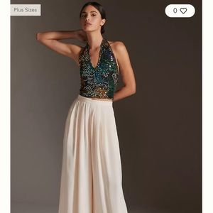 Anthropologie Verb by Pallavi Singhee Printed Sequin Halter Top nwt